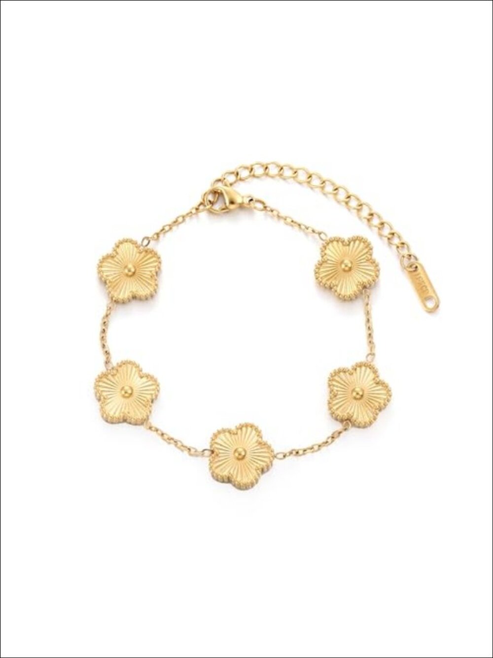 Four Leaf Clover Bracelet 18K Gold Plated Stainless Steel Adjustable Chain